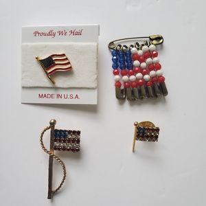 Patriotic brooch Pin Lot 4 pcs